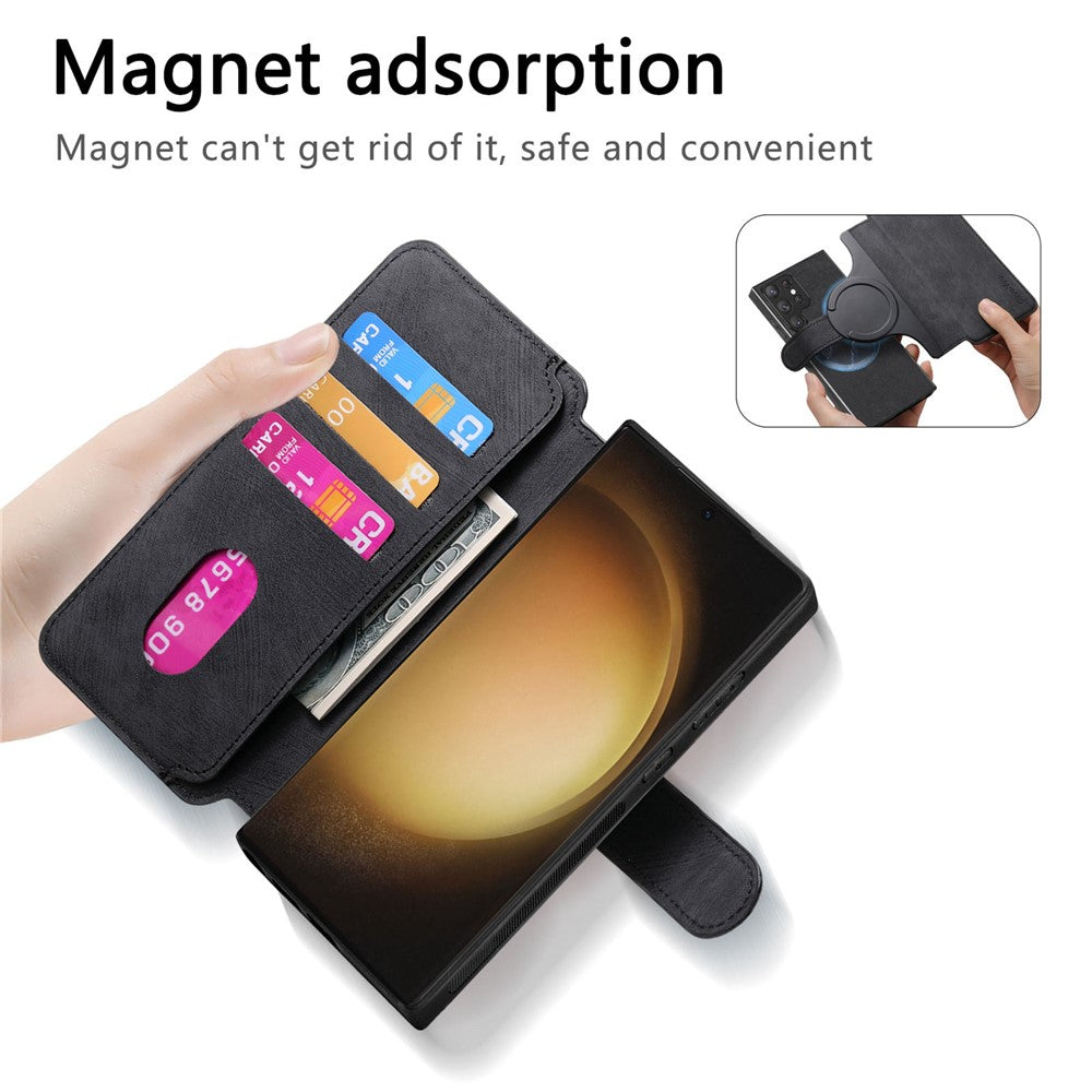 For Samsung Galaxy S23 Ultra Magnetisk Cover CASENEO Aftageligt Læder Telefon Pung Cover