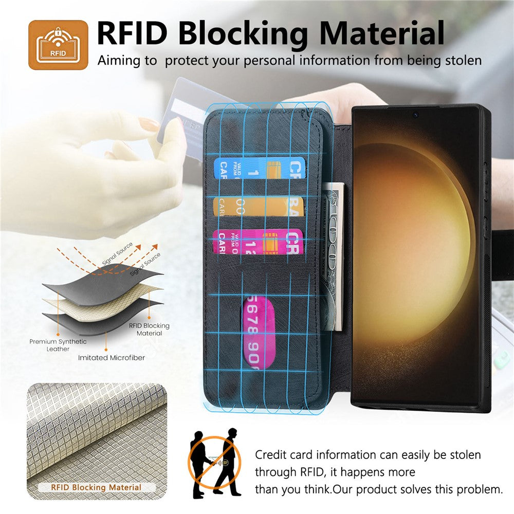 For Samsung Galaxy S23 Ultra Magnetisk Cover CASENEO Aftageligt Læder Telefon Pung Cover