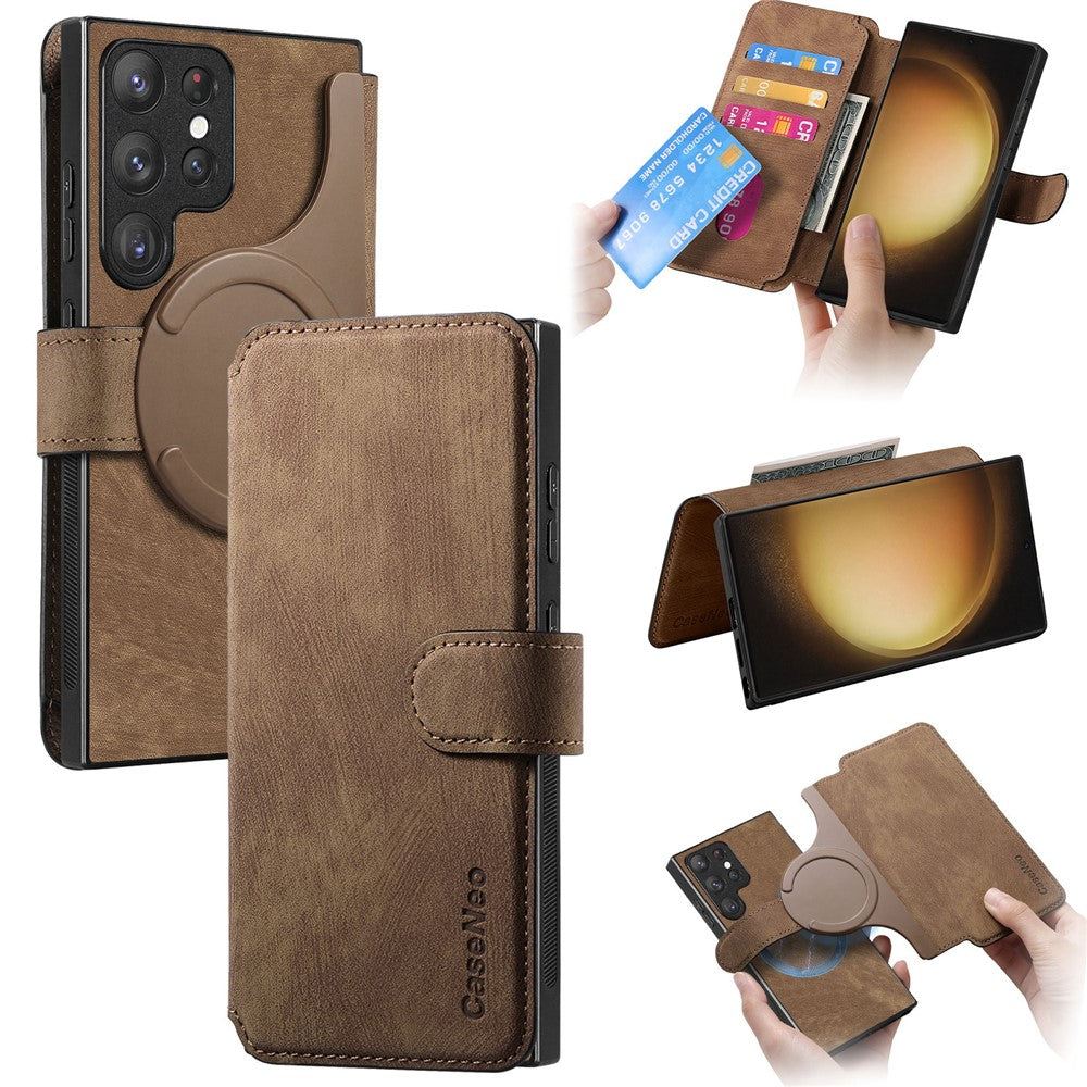 For Samsung Galaxy S23 Ultra Magnetisk Cover CASENEO Aftageligt Læder Telefon Pung Cover