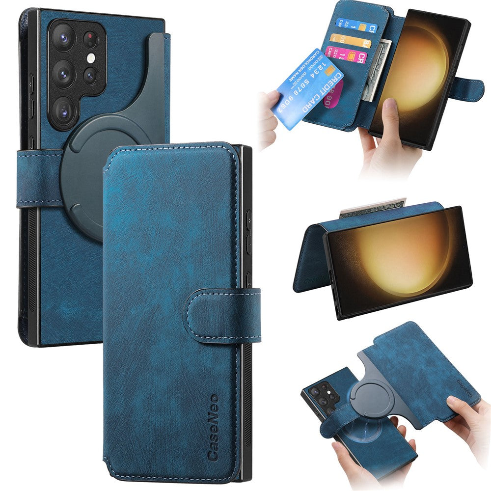 For Samsung Galaxy S23 Ultra Magnetisk Cover CASENEO Aftageligt Læder Telefon Pung Cover