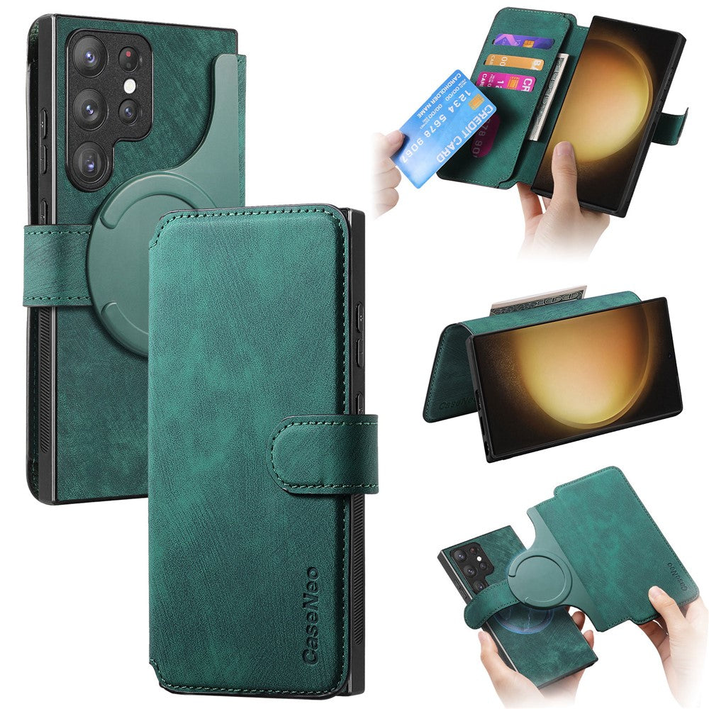 For Samsung Galaxy S23 Ultra Magnetisk Cover CASENEO Aftageligt Læder Telefon Pung Cover