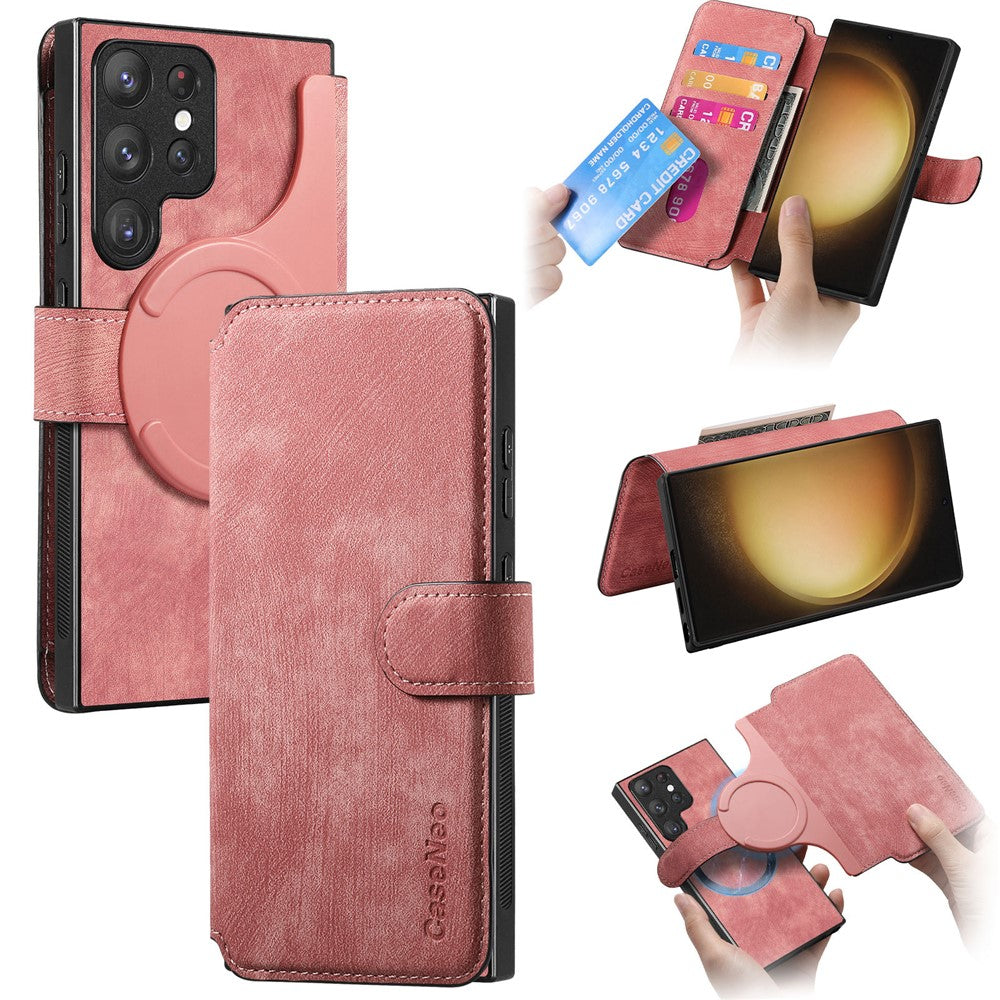 For Samsung Galaxy S23 Ultra Magnetisk Cover CASENEO Aftageligt Læder Telefon Pung Cover