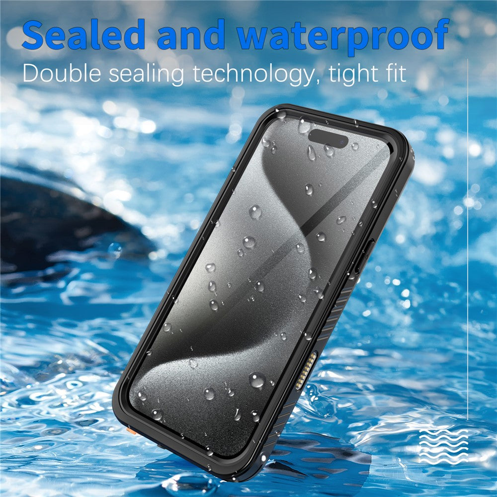REDPEPPER FS-serien för iPhone 16 Pro, IP68 vattentätt, genomskinligt bakpanelsfodral
