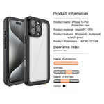 REDPEPPER FS-serien för iPhone 16 Pro, IP68 vattentätt, genomskinligt bakpanelsfodral