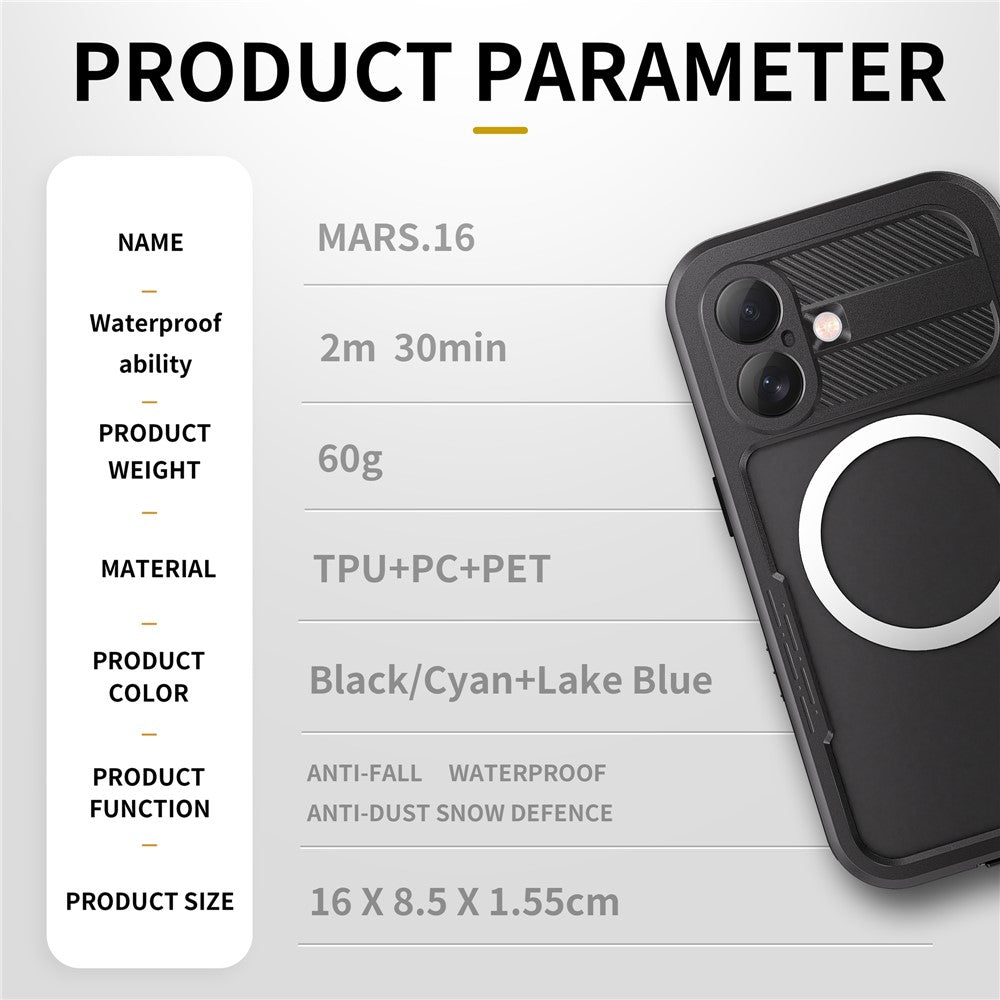 REDPEPPER For iPhone 16 Phone Case Compatible with MagSafe IP68 Waterproof Clear Phone Cover