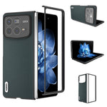 ABEEL For Xiaomi Mix Fold 4 5G Case Genuine Cow Leather PC Phone Cover Black Edge