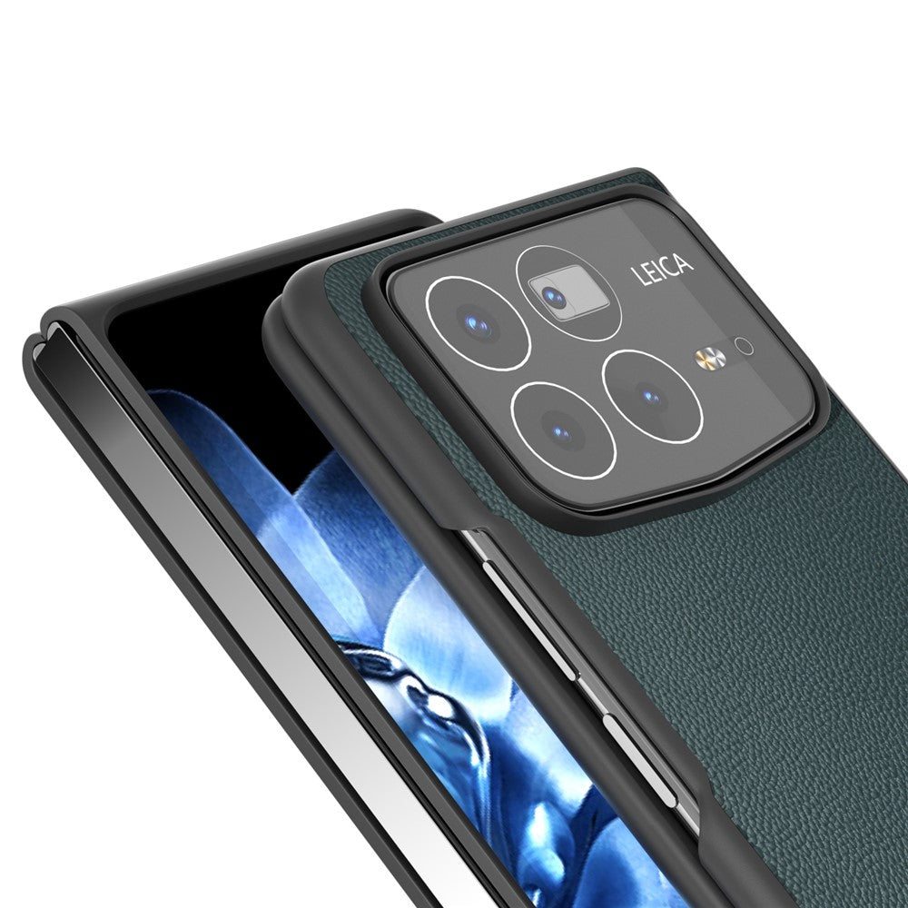 ABEEL For Xiaomi Mix Fold 4 5G Case Genuine Cow Leather PC Phone Cover Black Edge