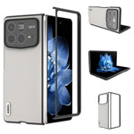 ABEEL For Xiaomi Mix Fold 4 5G Case Genuine Cow Leather PC Phone Cover Black Edge