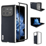 ABEEL For Xiaomi Mix Fold 4 5G Case Genuine Cow Leather PC Phone Cover Black Edge