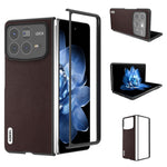 ABEEL For Xiaomi Mix Fold 4 5G Case Genuine Cow Leather PC Phone Cover Black Edge