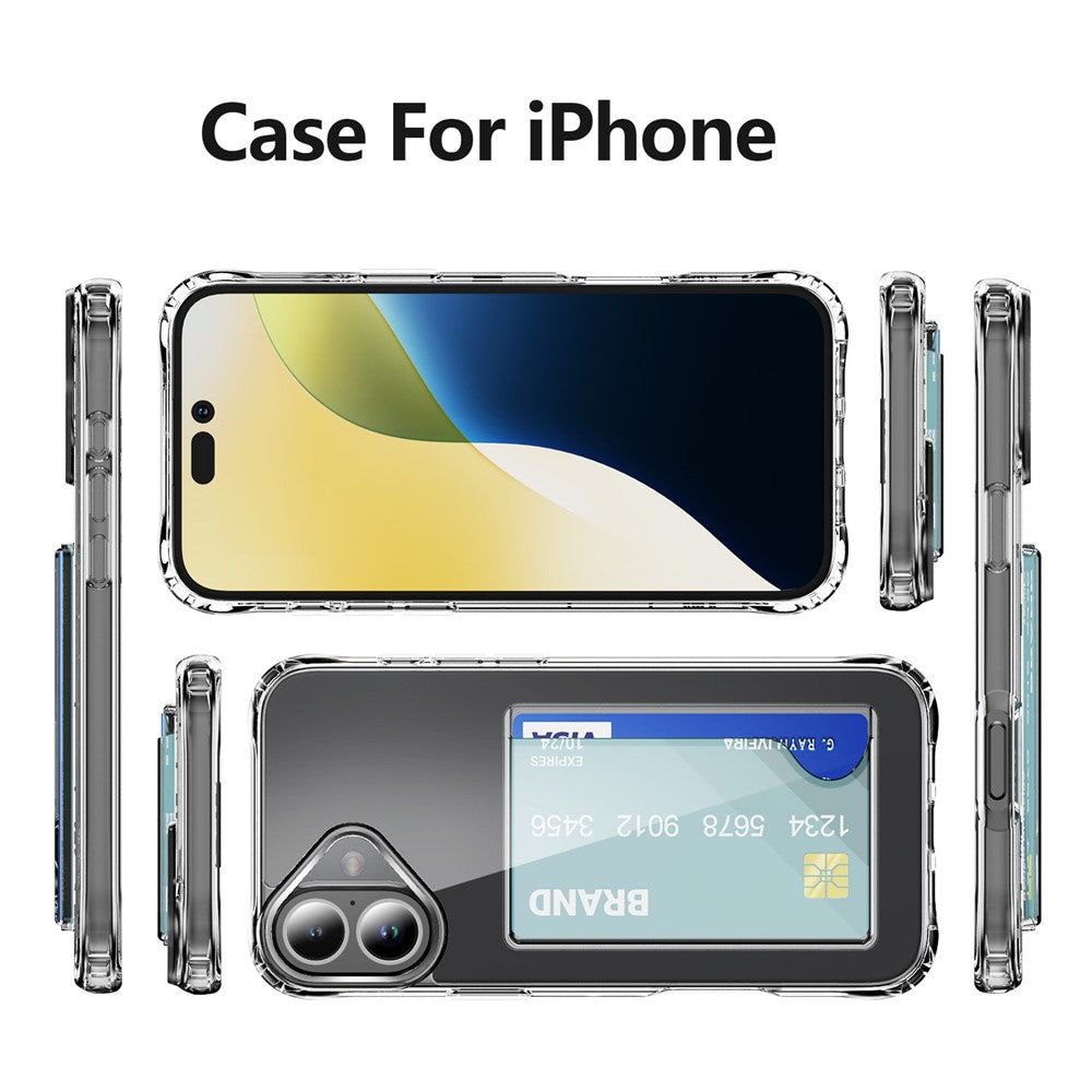 Til iPhone 16 Plus TPU-cover Stødsikkert telefoncover med kortholder