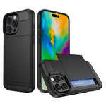 Til iPhone 16 Pro Cover med Skydbar Kortlomme PC+TPU Telefonbagside