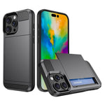 Til iPhone 16 Pro Cover med Skydbar Kortlomme PC+TPU Telefonbagside
