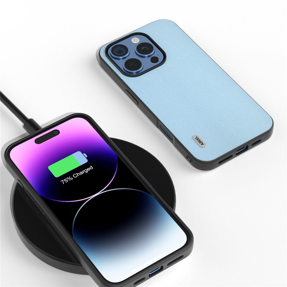 ABEEL Til iPhone 16 Pro Max Cover Anti-Dråbe Ægte Koskind PC Telefoncover