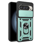 Til Google Pixel 9 Pro / Pixel 9 cover med skydelåg til kamera, PC+TPU Kickstand telefoncover