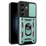 For Samsung Galaxy M35 5G Case with Slide Camera Lid PC+TPU Kickstand Phone Cover