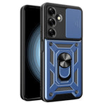 For Samsung Galaxy M35 5G Case with Slide Camera Lid PC+TPU Kickstand Phone Cover