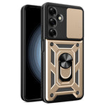 For Samsung Galaxy M35 5G Case with Slide Camera Lid PC+TPU Kickstand Phone Cover