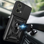 For Motorola Moto S50 Neo 5G / G85 5G Case with Slide Camera Lid PC+TPU Kickstand Phone Cover