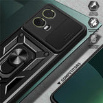 For Motorola Moto S50 Neo 5G / G85 5G Case with Slide Camera Lid PC+TPU Kickstand Phone Cover
