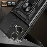 For Motorola Moto S50 Neo 5G / G85 5G Case with Slide Camera Lid PC+TPU Kickstand Phone Cover