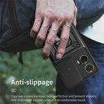For Motorola Moto S50 Neo 5G / G85 5G Case with Slide Camera Lid PC+TPU Kickstand Phone Cover