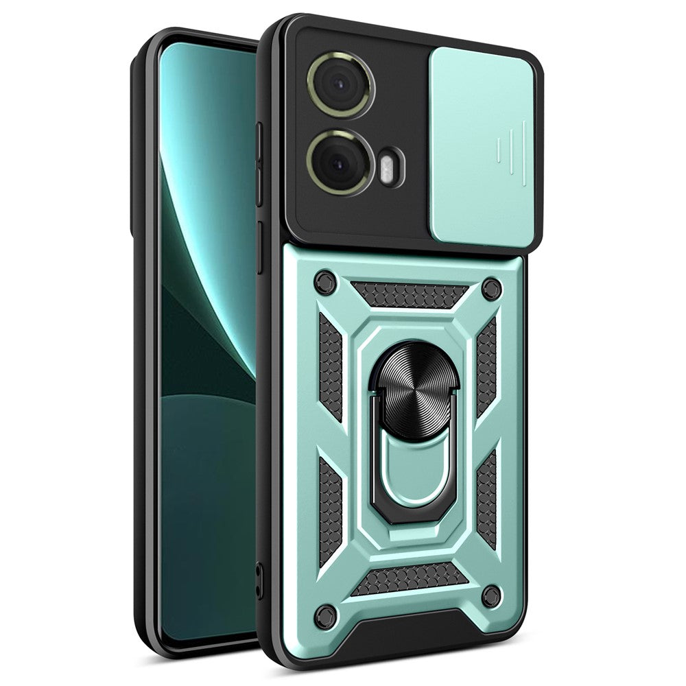 For Motorola Moto S50 Neo 5G / G85 5G Case with Slide Camera Lid PC+TPU Kickstand Phone Cover