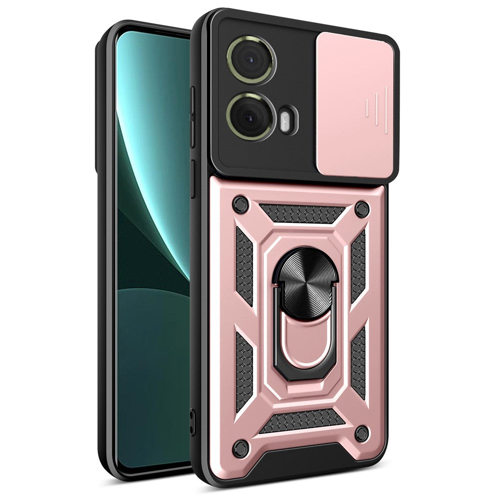 For Motorola Moto S50 Neo 5G / G85 5G Case with Slide Camera Lid PC+TPU Kickstand Phone Cover