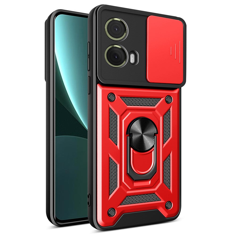 For Motorola Moto S50 Neo 5G / G85 5G Case with Slide Camera Lid PC+TPU Kickstand Phone Cover