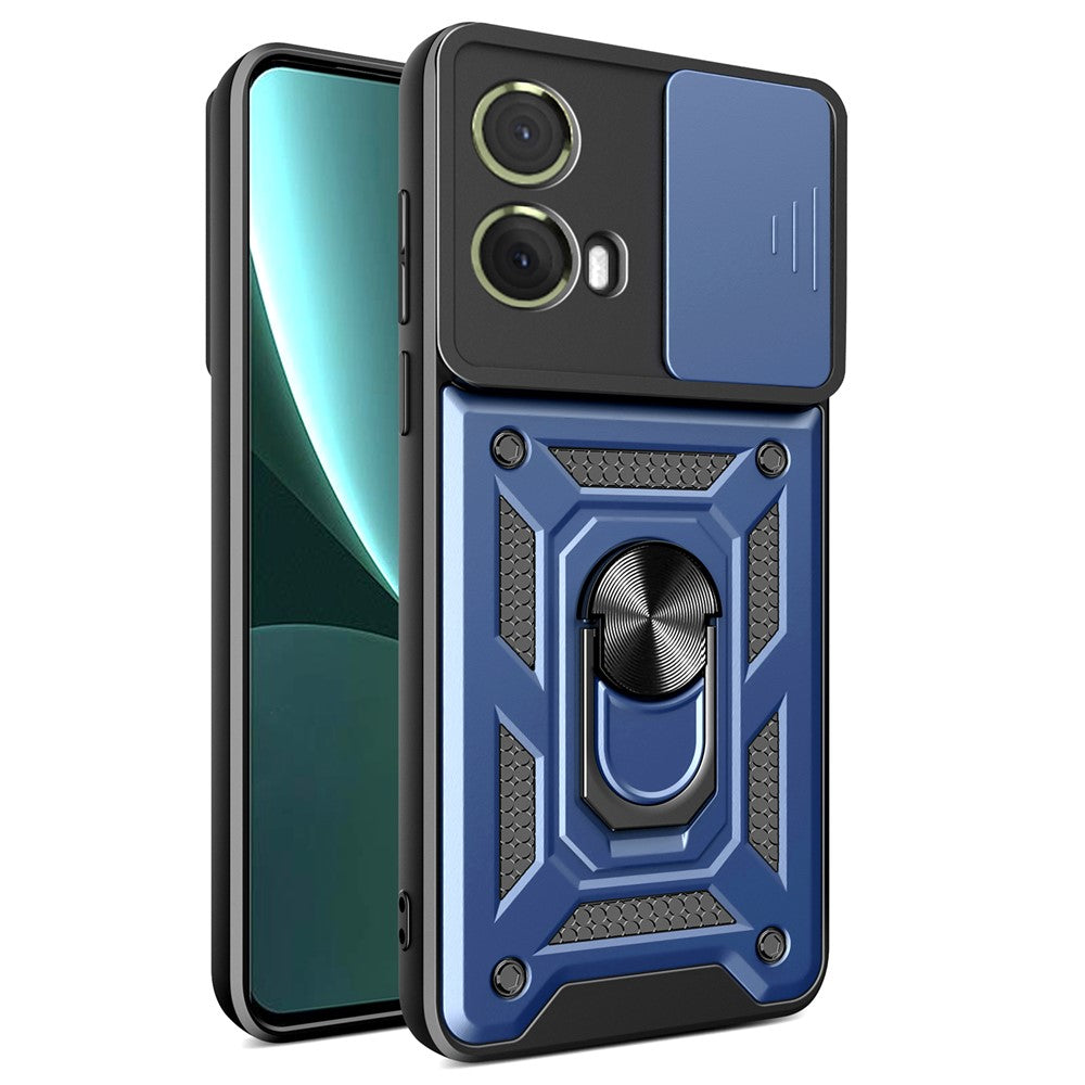 For Motorola Moto S50 Neo 5G / G85 5G Case with Slide Camera Lid PC+TPU Kickstand Phone Cover