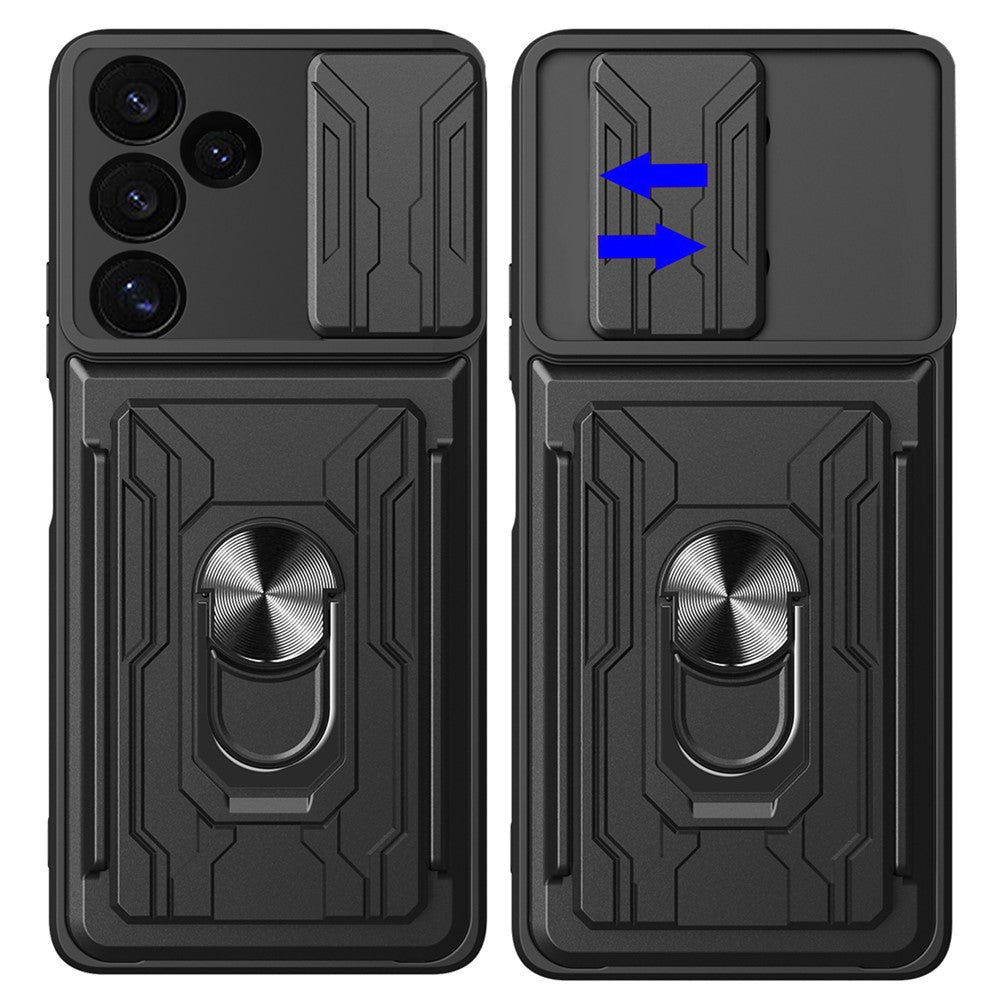 Til Samsung Galaxy S24 FE Etui PC+TPU Kickstand Telefon Bagcover med Kameraskyder