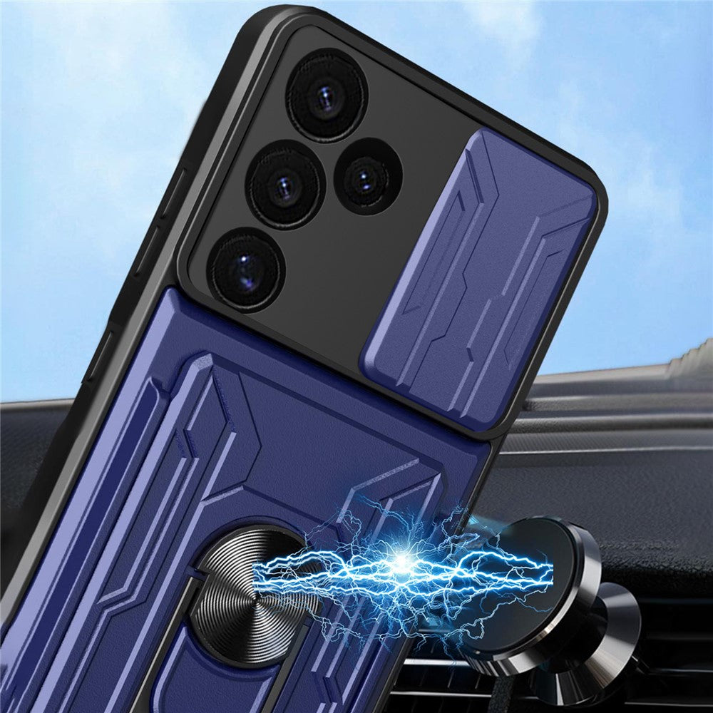 Til Samsung Galaxy S24 FE Etui PC+TPU Kickstand Telefon Bagcover med Kameraskyder