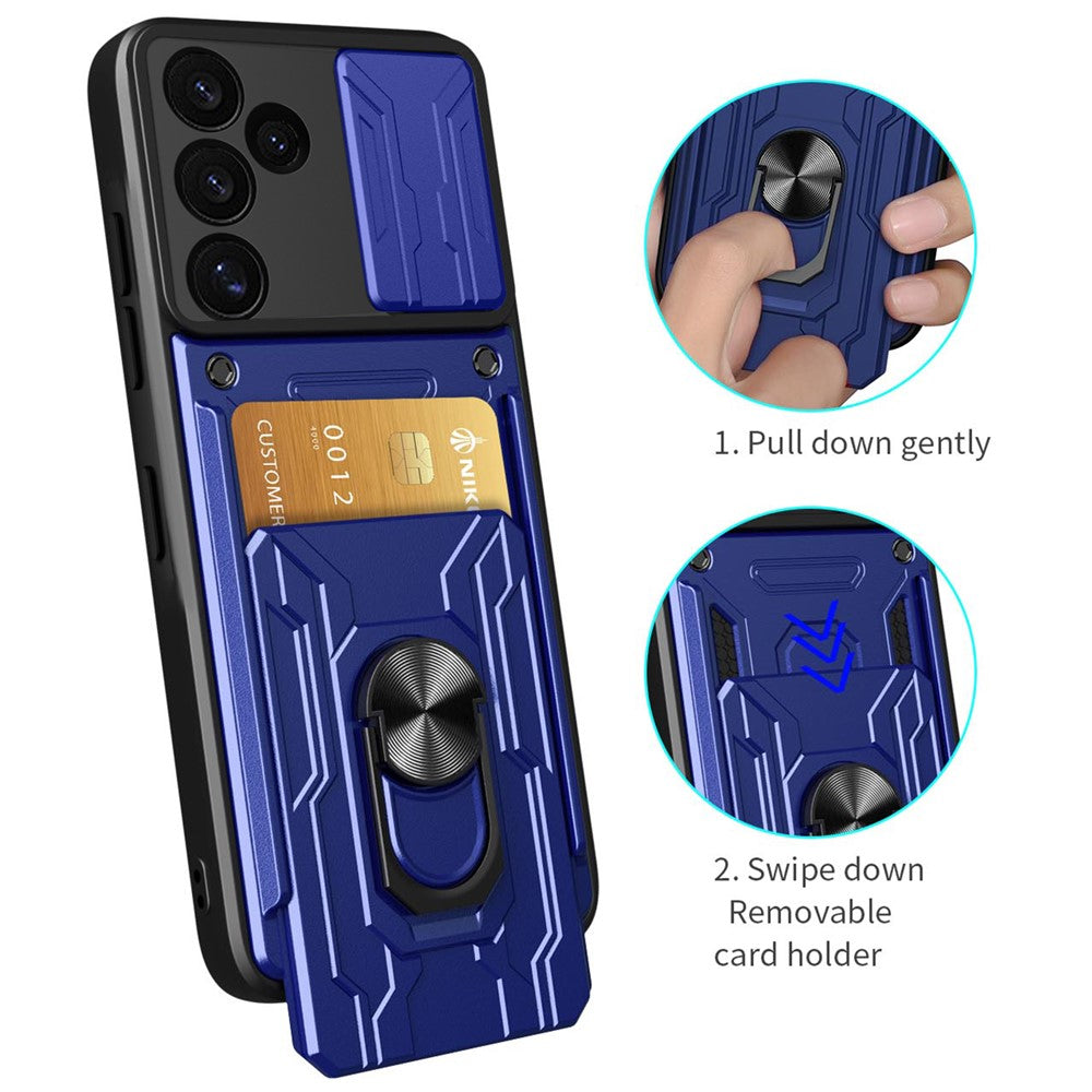 Til Samsung Galaxy S24 FE Etui PC+TPU Kickstand Telefon Bagcover med Kameraskyder