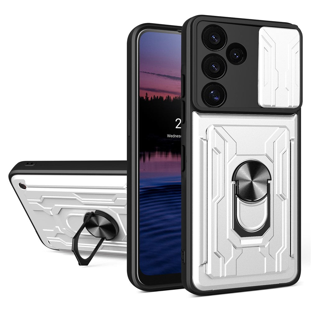 Til Samsung Galaxy S24 FE Etui PC+TPU Kickstand Telefon Bagcover med Kameraskyder