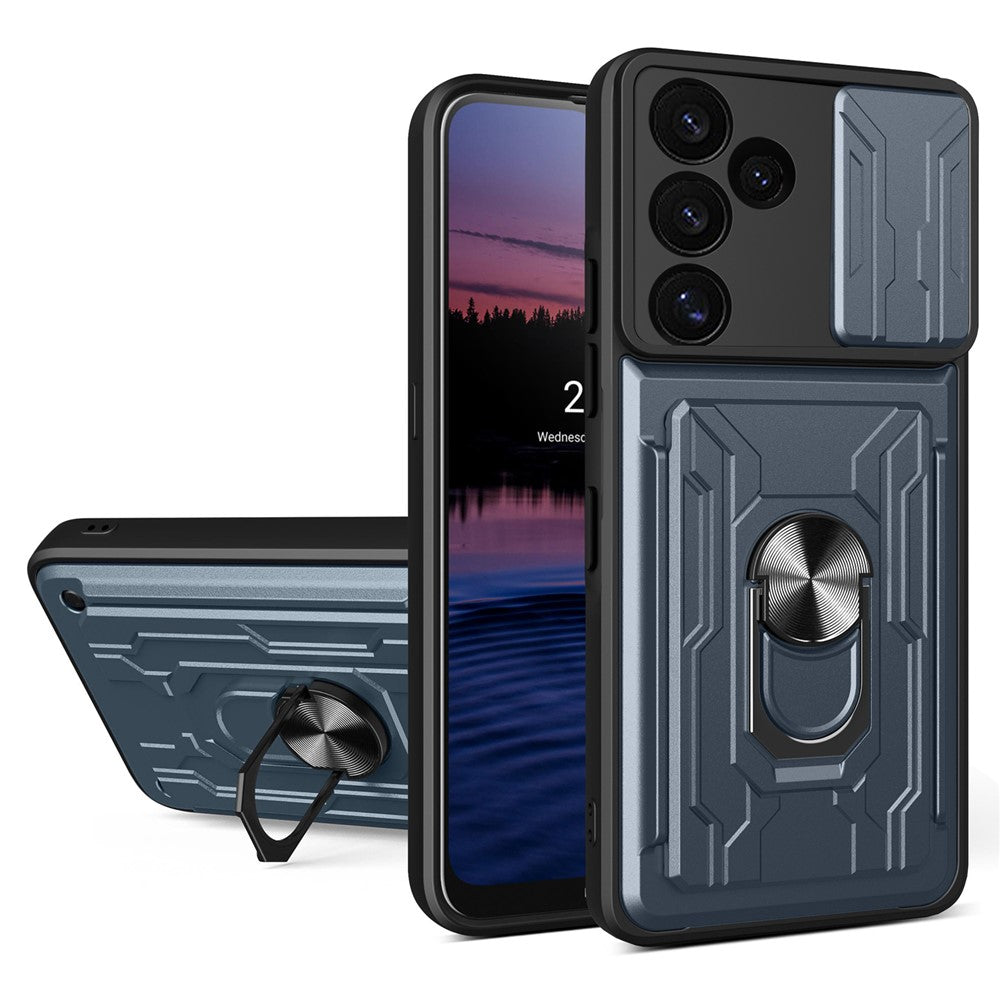Til Samsung Galaxy S24 FE Etui PC+TPU Kickstand Telefon Bagcover med Kameraskyder