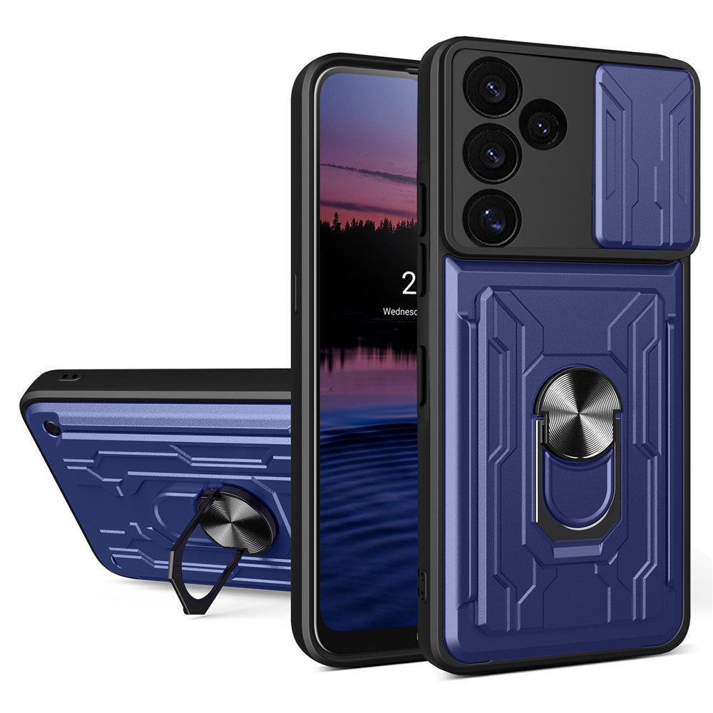 Til Samsung Galaxy S24 FE Etui PC+TPU Kickstand Telefon Bagcover med Kameraskyder