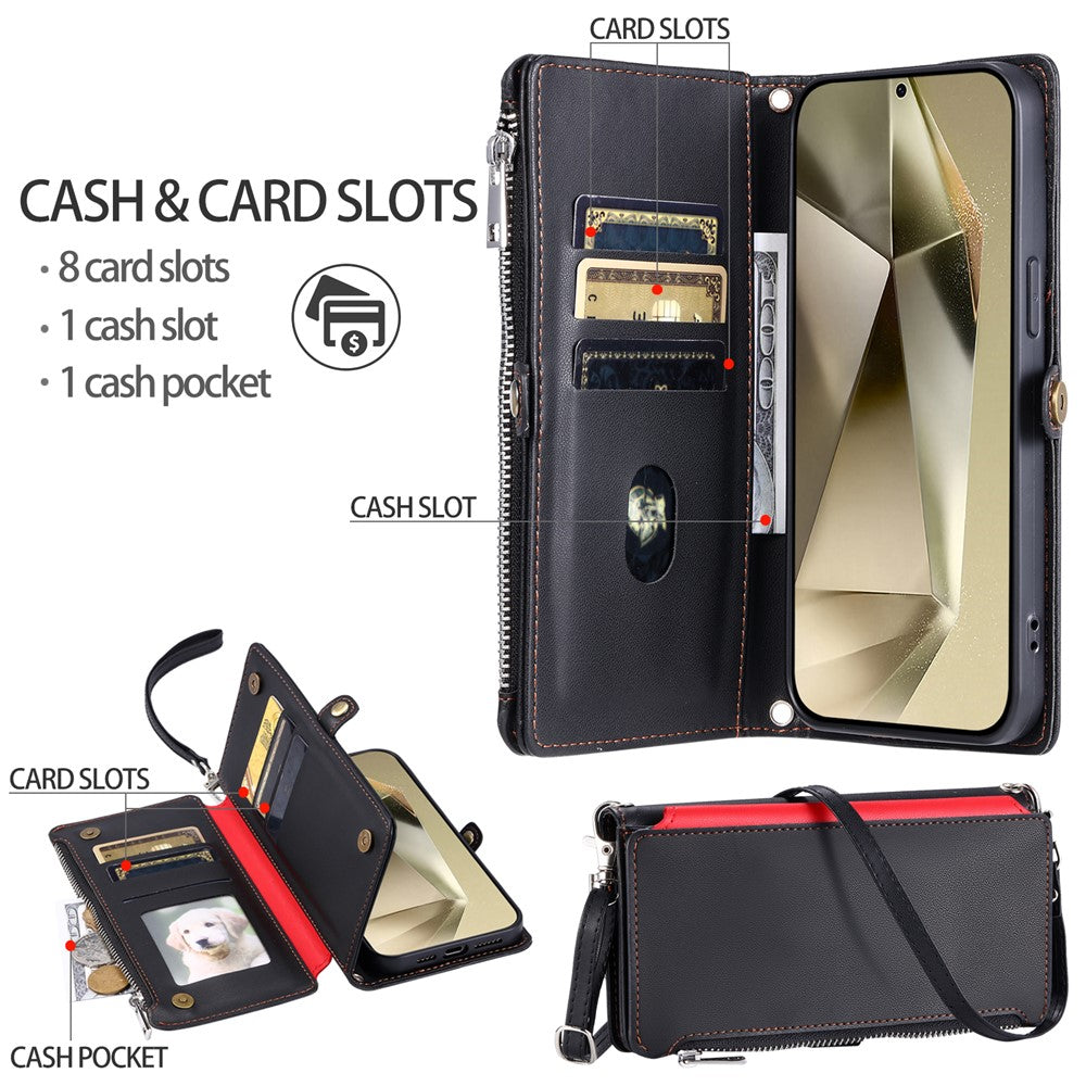 015 Style Til Samsung Galaxy A16 5G / A16 4G Etui TPU+PU Læderpung Telefoncover med Remme