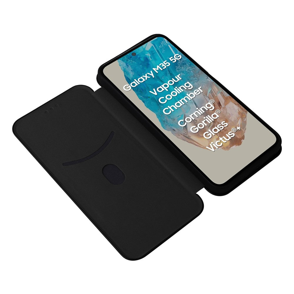 For Samsung Galaxy M35 5G Case Card Holder Carbon Fiber Texture Leather Cell Phone Cover