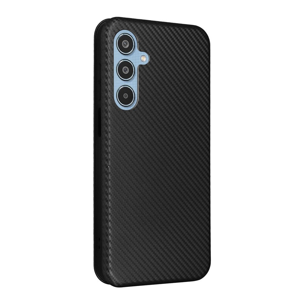 For Samsung Galaxy M35 5G Case Card Holder Carbon Fiber Texture Leather Cell Phone Cover