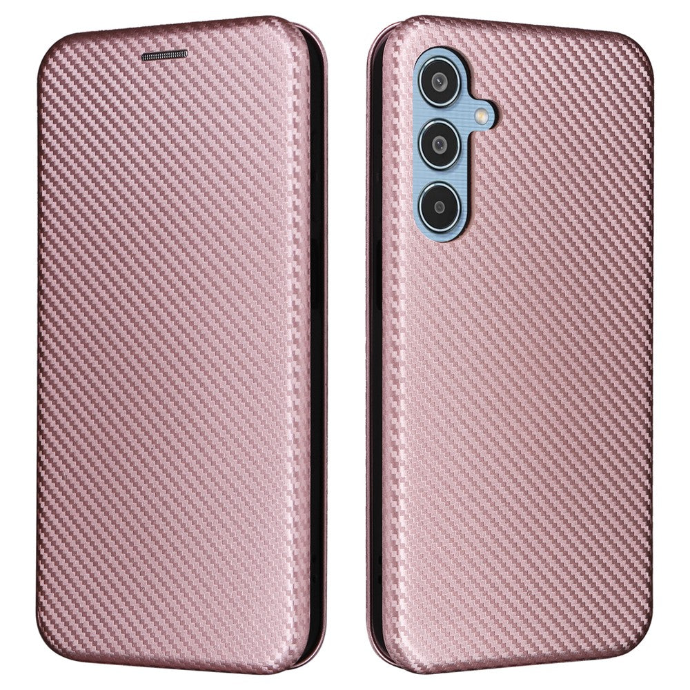 For Samsung Galaxy M35 5G Case Card Holder Carbon Fiber Texture Leather Cell Phone Cover