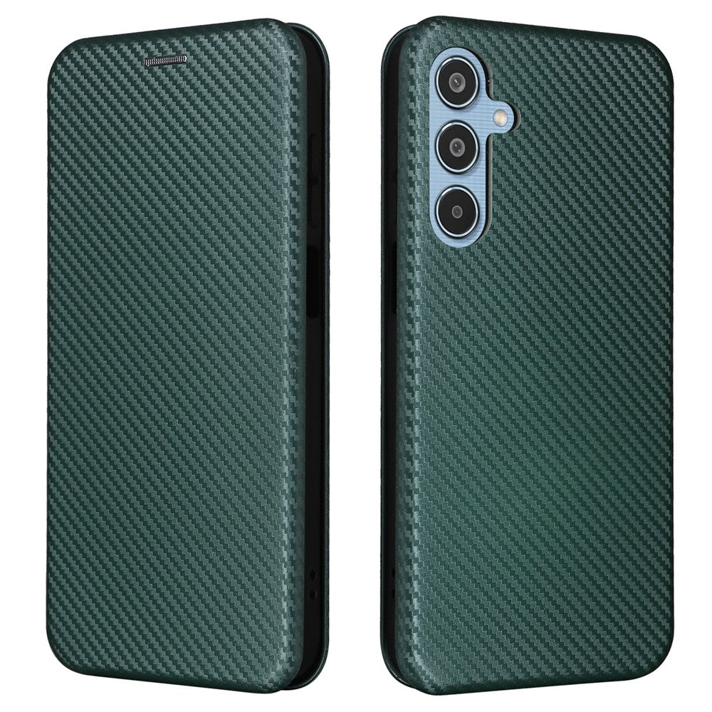 For Samsung Galaxy M35 5G Case Card Holder Carbon Fiber Texture Leather Cell Phone Cover