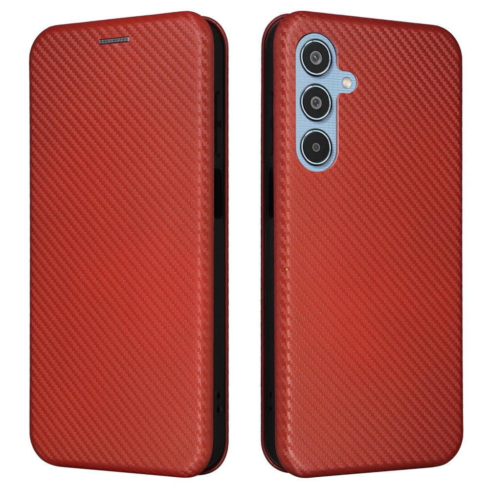 For Samsung Galaxy M35 5G Case Card Holder Carbon Fiber Texture Leather Cell Phone Cover