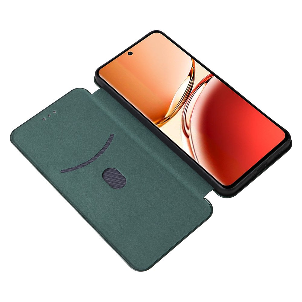 Oppo Reno12 F 5G-cover i kulfibertekstureret læder med mobilkvittering