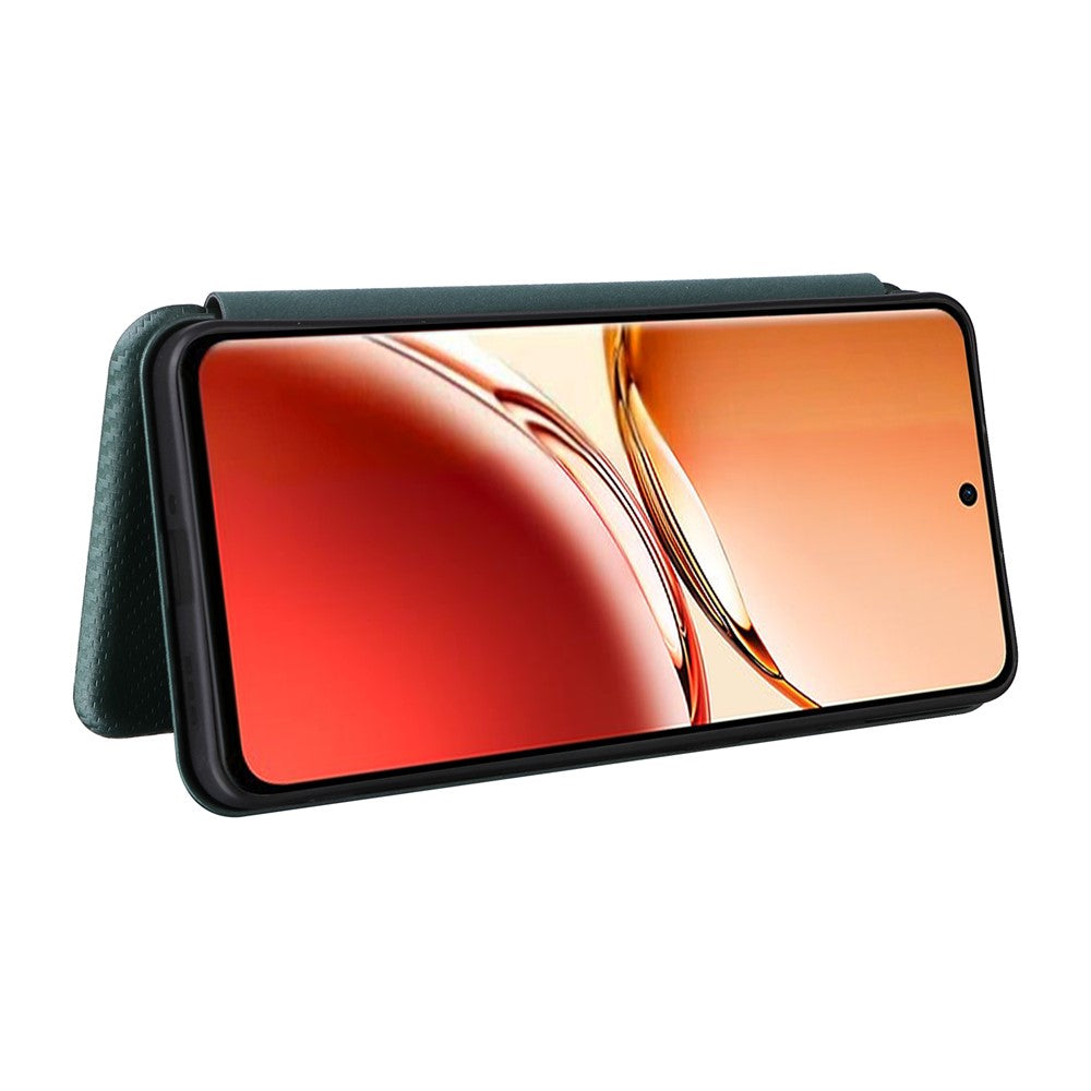 Oppo Reno12 F 5G-cover i kulfibertekstureret læder med mobilkvittering