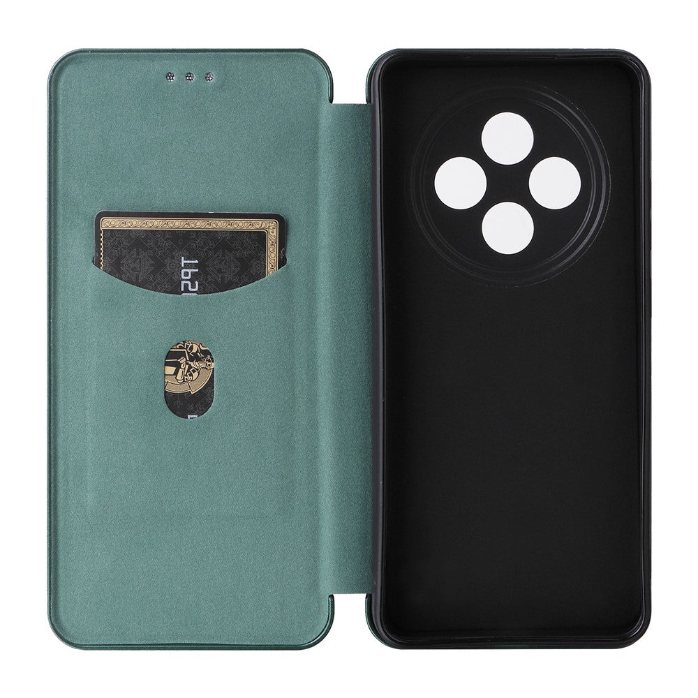 Oppo Reno12 F 5G-cover i kulfibertekstureret læder med mobilkvittering