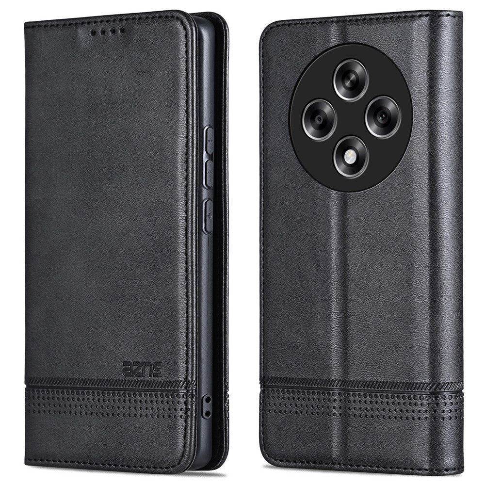 AZNS For Oppo Reno12 F 5G Wallet Case Cowhide Texture PU Leather Folio Flip Phone Cover