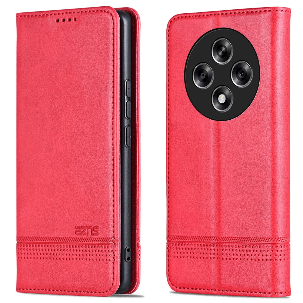 AZNS For Oppo Reno12 F 5G Wallet Case Cowhide Texture PU Leather Folio Flip Phone Cover