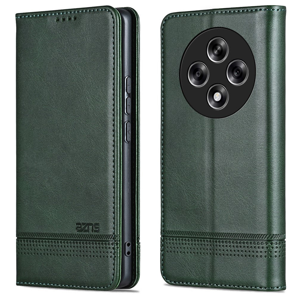 AZNS For Oppo Reno12 F 5G Wallet Case Cowhide Texture PU Leather Folio Flip Phone Cover
