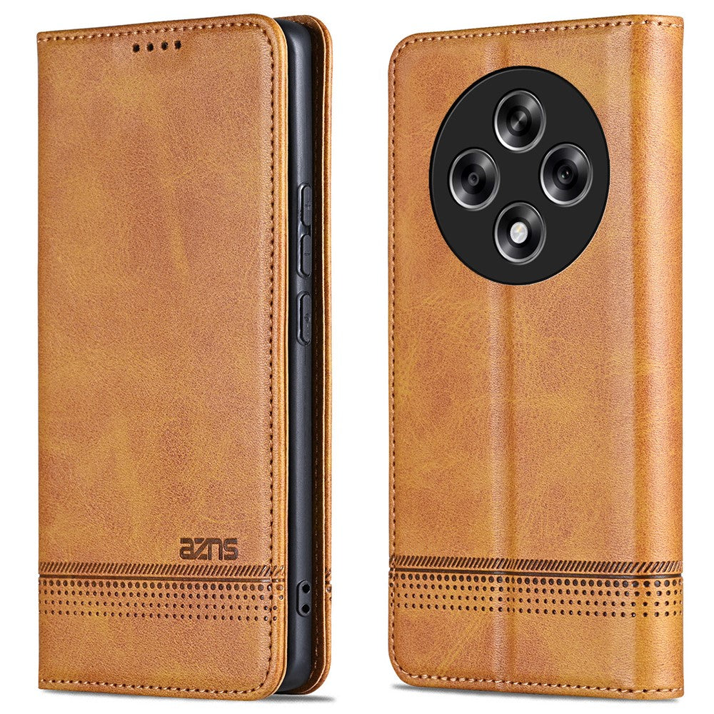 AZNS For Oppo Reno12 F 5G Wallet Case Cowhide Texture PU Leather Folio Flip Phone Cover