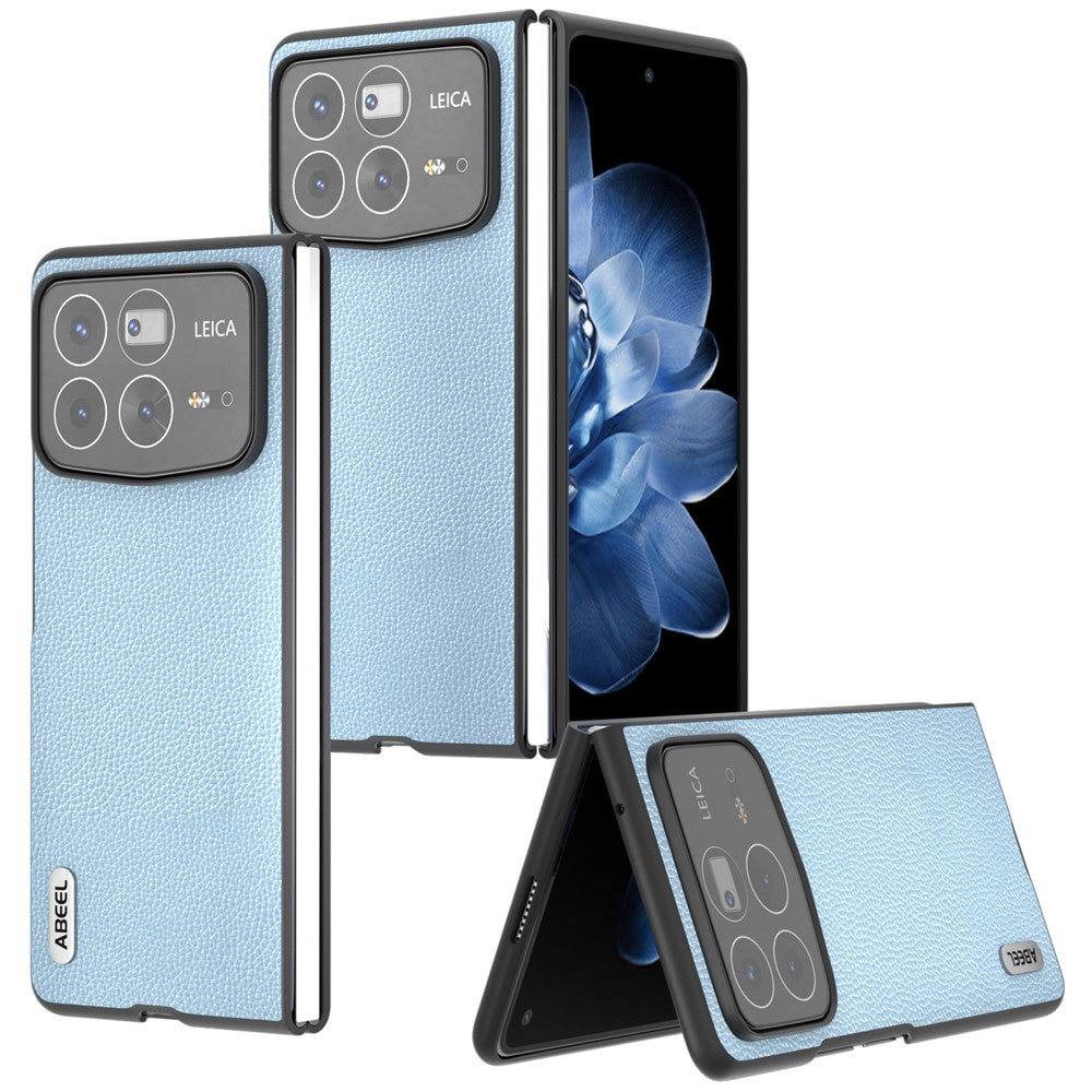 ABEEL For Xiaomi Mix Fold 4 5G Case Litchi Texture Genuine Cow Leather+PC Phone Cover
